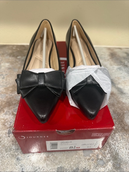Journee Collection Shoes - Journee Collection Black Pointed Bow Slip-On Flats